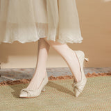 Temperament Thin Heeled Women 2025 New Nude Dress Fairy Warm Soft Leather Professional Single