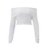 Toloer Women's Fall 2024 New Fashion Hot Girl Street Style Sexy One Word Shoulder Temperament Slim