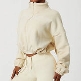 Coat Olympic Grain Velvet Autumn And Winter Collar Loose Pumping Rope Zipper Sweater Fashion Hot Girl Dress