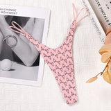 Cotton Double Fine With Sexy Thong Lady English Letter Logo Thong Love T Trousers Women Cotton
