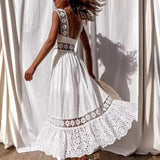 New Fashion Lace Sleeveless Splicing Large Swing Dress