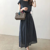 Dress 2025 Summer New Can Be Loose Waist Generous Cotton Linen Dress
