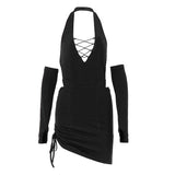 Toloer V-Neck Hanging Back Jumpsuit New Summer Women's Fashion Rope Short Skirt Two Set Women-Outfit