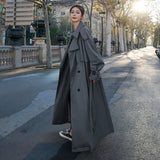 Korean Style Loose Oversized X-Long Women's Trench Coat Double-Breasted Belted Lady Cloak Windbreaker Spring Fall Outerwear