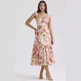 Women's Clothing 2026 Spring And Summer New Sweet Spicy Slings Solid Color A Smash Flower Cake Dress