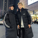 2024 Autumn College Wind Loose Casual Female Long Thickened Lovers Over The Knee Korean All-Match Winter Coat Black-Outfit