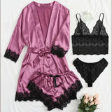 2021 New Ladies Pajamas Four-Piece Sexy Sling Skirt Set Home Lace Pajamas