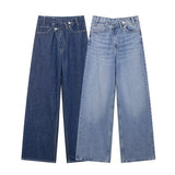 2025 New Women's Asymmetrical Double-Legged High-Waisted Denim Straight