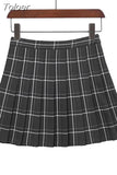 Sweet Women Pleated Skirt Fashion Plaid A-Line Mini High Waist Chic Skirt Kawaii Summer Casual Ladies Plaid