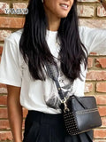 Sign Print Tee T-shirt White Cotton Summer Tshirt 2023 Casual Tops Femme Fashion Streetwear Tee Shirts O-Neck Pullover-Outfit