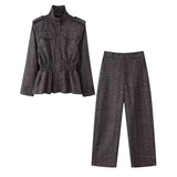 Dress Short Bomber Jacket 2025 Spring Temperament Collar Single Buckle Long Sleeves Loose Short Coat