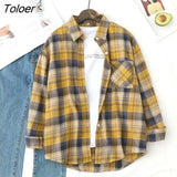 Shirts Women Autumn Plaid Streetwear All-match Vintage Harajuku Students Womens Leisure Loose Chic Fashion Retro
