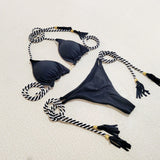 Toloer Female Hot Girl Bikini Split Sexy Triangle Double Sided Collision Color Beach Bikini Swimsuit Three Point