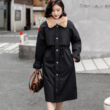 In 2024, Cotton Jacket Women Long Over The Knee Korean Version Loose Plus Velvet And Thick Trench Coat Pie To Overcome The Overalls Student Coat Winter-Outfit