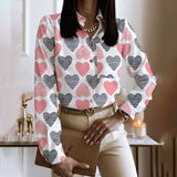 Pocket Letter Print Shirt Blouse Women New Arrival 2023 Button Long Sleeve Shirts Top Spring White Office Slim Tops Femme-Outfit