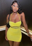 Sexy Mesh Halter Top And Mini Dress 2 Piece