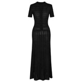 Women's Knitted Casual Simple Pure White Dress For Summer