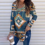 V-neck Lace Printing Printed Long Sleeve Women's
