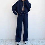 Toloer Women's Wear 2024 Autumn And Winter Suit New Fashion Solid Color Casual Loose Street Sports Hoodie Suit For