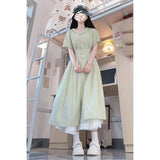 Dress Women's 2025 Summer New French Temperament Short-Sleeved Folding Skirt In The