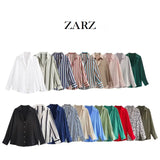 Homemade New Women's Fashion 20 Color Silk-Sense Tidling Shirt