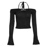Toloer 2023 New Women's Solid Color T-Shirt Hanging Neck Fashion Slim Back Sexy Vest Suit Women-Outfit