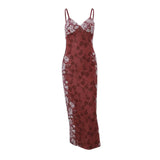 Toloer Summer Women's Vintage Print Premium Slip Dress Evening