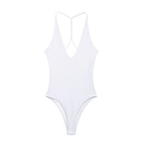 Elastic Sling Jumpsuit 2025 Spring Repair Solid Color Dew V-Neck Short