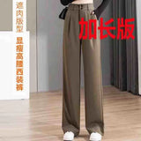 Toloer Black Suit Pants Female High Waist Hanging Down Feeling Wide Leg Pants Loose Royal Elder Sister Straight Tube Drag The Floor Casual Long Pants-Outfit