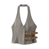 2025 New Belt With Neck Neck Vest Style Blouse + Trousers