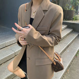 Toloer Jacket Female 2024 Spring And Autumn Net Red New Autumn Dress Korean Version Loose Suit Brown Blazer Jacket Female-Outfit