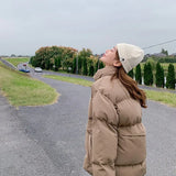 Winter New Style Solid Cotton-Padded Jacket Women Oversize Bread Stand-Up Collar Thick Warm Causal Chic Coat Parka