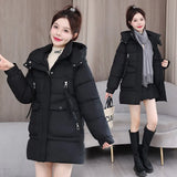 Cotton Clothes Female In The Long Style 2024 New Korean Version Loose Large Size Thick Down Cotton-Padded Jacket Foreign Style High-Grade All-Match Cotton-Padded Clothes-Outfit