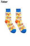Men Socks Cartoon Cactus Flower Leaf Wood Plant Harajuku Funny Happy Hip Hop Skate Male Cotton Sock Street Style