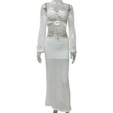 2025 New Wapped Chest Sleeve Blouse Knitted Women's Two-Piece