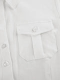 Pocket Button Down Cropped Blouse-Outfit