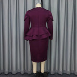 Fashioned Long-Sleeved Leaf Dresses Banquet Party Club Bian Hupus