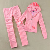 Toloer / Fall 2023 PINK Women's Brand Velvet Fabric Tracksuits Velour Suit Women Tracksuit Hoodies And Pants SIZE S - XL 102-1-Outfit