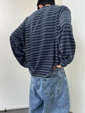 Men's Autumn New Lazy Ins Literature And Art Simple Loose Haired Round-Neck Striped Long-Sleeved T-Shirt Popular