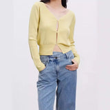 Spring New Product Fashionable Pure Lust Wind V Collar Single Buckle Gentle Comfortable Small High-Waist Knitted Open Shirt Outside The