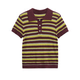 Homemade New Women's Classic Striped POLO Collar Blouse