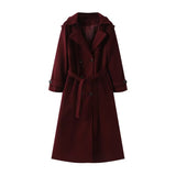 Autumn New Women's Retro Leisure Double Buckle With Belt Long Hair