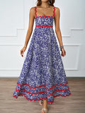 Summer Women's New Printed Vacation Long Suspension Dress Temperament Sexy Dress