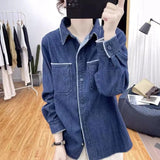 And Winter Knitted Open Shirt Two Lattice Collar Shirt Early Spring New Color Fashion Splicing Coat