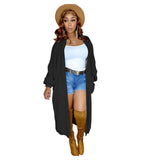 Toloer New Women's Pure Color Casual Sweater Cardigan Long Coat-Outfit