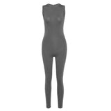 Women‘s Clothing Jumpsuit workout Casual Brown Fitness Rompers Y2K Playsuit Activity Streetwear Overalls Basic