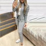 autumn multi-color two-piece casual women's suit with contrast color sports two-piece