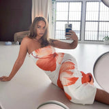 Toloer Women's Summer New Print Sexy Wipe Bosom Collect Money Pack Hip Dress Children Fashion Advanced Sense-Outfit