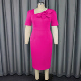 New Fashion Asymmetric Collar High-Waist Dress Party Dress Party
