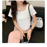 Toloer T-Shirt Female 2024 Summer New Korean Version Casual Show Thin Inside The Students Slim High Waist Student Jacket